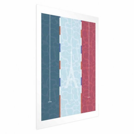 Juliste - Illustration of a Pool Against the French Flag