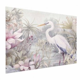 Juliste - Heron Wading in a Pond - illustration in light colors