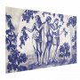Juliste - Ancient Vineyard - three women in a portal painted in blue ink