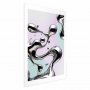 Juliste - Metallic Fluidity - abstract silver forms on a mint-purple background