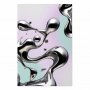 Juliste - Metallic Fluidity - abstract silver forms on a mint-purple background