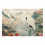 Juliste - Over the Asian Pond - illustration in the Japanese print style featuring a heron
