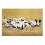Juliste - Japanese Cranes - a flock of birds against a golden background based on the painting of Ishida Yūtei