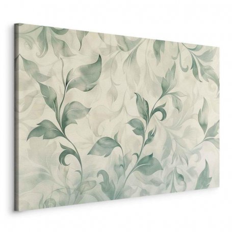 Taulu - Watercolor Botanical Motif Delicate Green-Beige Leaves