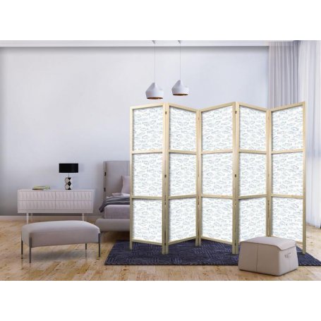 Japanilainen sermi - Blue Fish - Blue Outlines of Various Species of Fish on a White-Blue Background