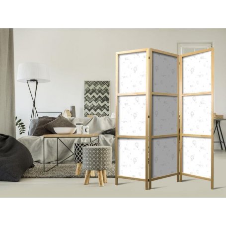 Japanilainen sermi - Watercolor - Airplanes and Balloons Painted on a White Sky Background