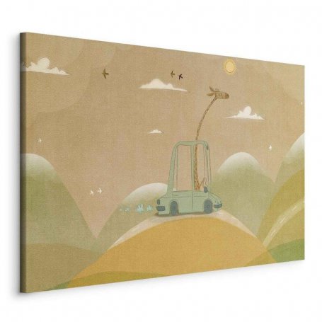 Taulu - Dreamy Traveler - A Cheerful Giraffe Driving a Car on a Sunny Day