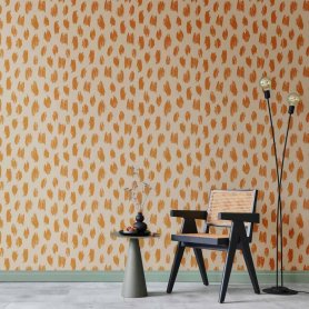 Tapetti - Drawn Pattern in Dots and Spots - in shades of orange and ecru