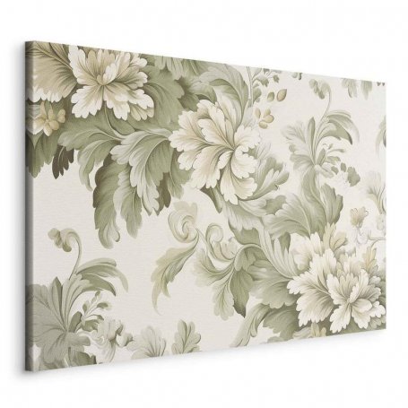 Taulu - Retro Vintage Flowers in Delicate Cream and Green Colors