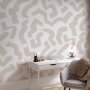 Fototapetti - Abstract composition - beige patterns in shapes on a white background