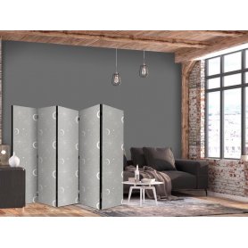 Sermi - Cosmic Fireworks - Elegant Pattern with Moons and Stars on a Gray Background