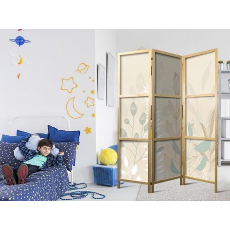 Japanilainen sermi - Morning in the Meadow - Various pastel plants on a beige background