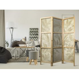 Japanilainen sermi - Botanical Motif with Leaves and Vines in Sandy Colors