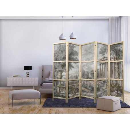 Japanilainen sermi - Antique Landscape - Greek Temple on a Hill Among Lush Vegetation