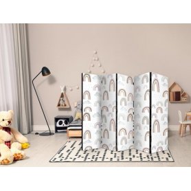 Sermi - Rainbows and Clouds - Rainbows of Various Sizes in Muted Colors Among Rain Clouds in a Pale Blue Shade