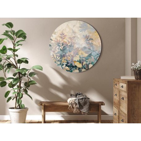 Pyöreä taulu - Tapestry Pattern with a Meadow and Flowers Kilim with a Spring Motif