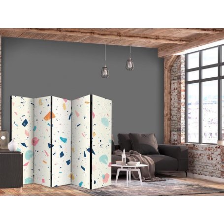 Sermi - Terrazzo with Multicolored - Large Elements - Cheerful Pattern on a Light Background