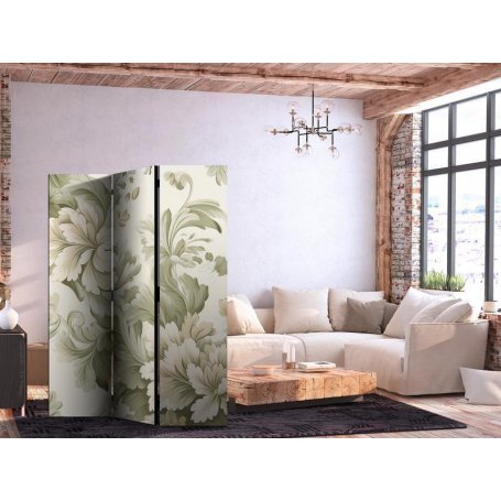 Sermi - Retro Vintage Flowers in Soft Cream and Green Colors