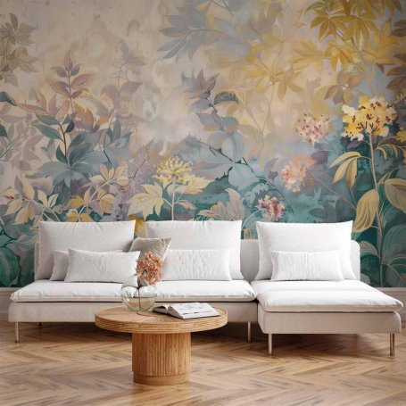 Fototapetti - Tapestry Pattern with a Meadow and Flowers Kilim with a Spring Motif