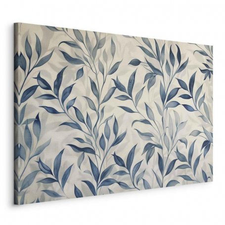 Taulu - Leaves in Blue Color Delicate Botanical Motif