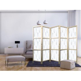 Japanilainen sermi - Delicate Blue Fish - Mosaic Fish in Subtle Blue Color Shades with an Arched Pattern in the Backgrou