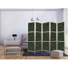 Japanilainen sermi - Dense Vegetation - Botanical Patterns in Illustrative Style Green