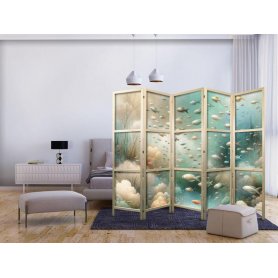 Japanilainen sermi - Spectacular Underwater Landscape - Fish in the Underwater World in Colors of Turquoise Blue Beige a