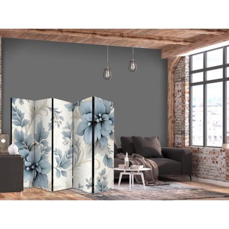 Sermi - Turquoise Flowers in Retro Vibe Floral Ornaments