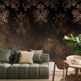 Fototapetti - Baroque Ornaments in Patinated Gold and Browns: Retro Motif