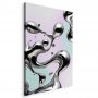 Taulu - Metallic Fluidity - Abstract Silver Forms on a Mint-Purple Background