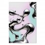 Taulu - Metallic Fluidity - Abstract Silver Forms on a Mint-Purple Background