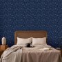 Tapetti - Cosmic Fantasy - Pattern with Suns - Moons - and Dragonflies on a Dark Background