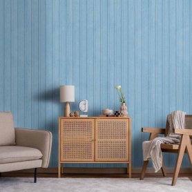 Tapetti - Blue Panels - Wooden planks in a pastel blue shade