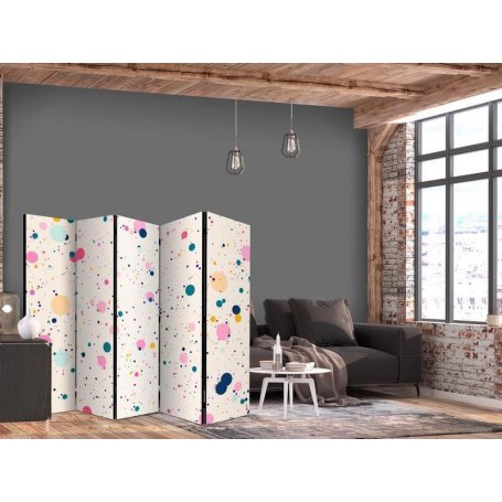 Sermi - Dots - Spots and Splashes Multicolored - Cheerful Pattern on a Light Pink Background