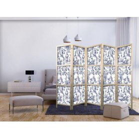 Japanilainen sermi - Rome and Botany - Blue Pattern with Greek and Plant Motif