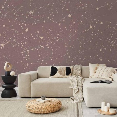 Fototapetti - Night Sky - Artistic Constellations and Stars in Pastel Shades