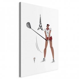 Taulu - Female Golfer With the Eiffel Tower in the Background - Illustration