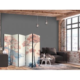 Sermi - Landscape with the Ocean - Cliffs - and Trees in Delicate Pink Shades