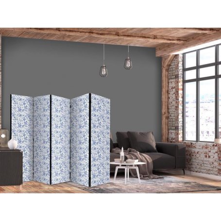 Sermi - Illustration in Vintage Style - Blue Flowers on a White Background