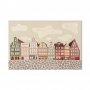 Taulu - Salt Square - Colorful Illustrated Townhouses Against a Cloudy Sky Background