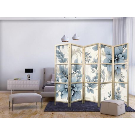 Japanilainen sermi - Turquoise Flowers in Retro Ambiance - Floral Ornaments