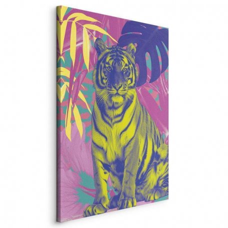 Taulu - Colorful Tiger - Intense Colors of a Tiger Surrounded by Tropical Plants