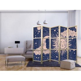 Japanilainen sermi - Cosmic Harmony - Illustration of the Sun and Moon on a Navy Background
