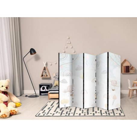 Sermi - Balloons in the Sky - Balloons in Pastel Colors Flying Through a Cloudy Sky - Among Rainbows and Stars