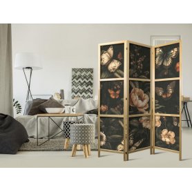 Japanilainen sermi - Mysterious Garden - Butterflies Flying Over Flowers - Rustic Evening