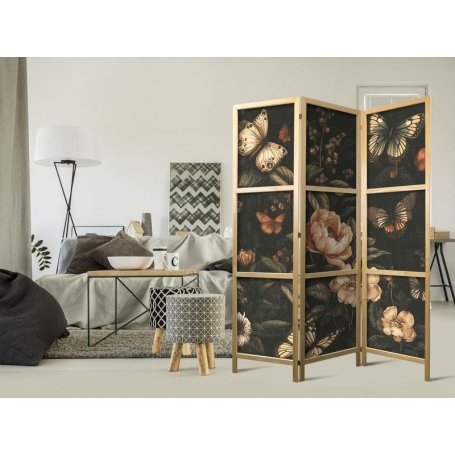 Japanilainen sermi - Mysterious Garden - Butterflies Flying Over Flowers - Rustic Evening