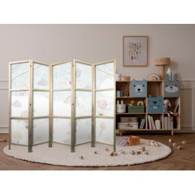 Japanilainen sermi - Balloons in the Sky - Balloons in pastel colors flying through a cloudy sky - among rainbows and st