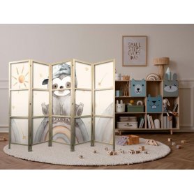 Japanilainen sermi - Happy Sloth - Sloth in muted colors - wearing a cap - sitting on a rainbow among the stars