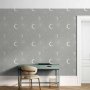 Tapetti - Cosmic Fireworks - Elegant pattern with moons and stars on a gray background