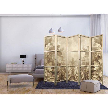 Japanilainen sermi - Stone Baroque Ornaments in Light Shades of Gray-Blue